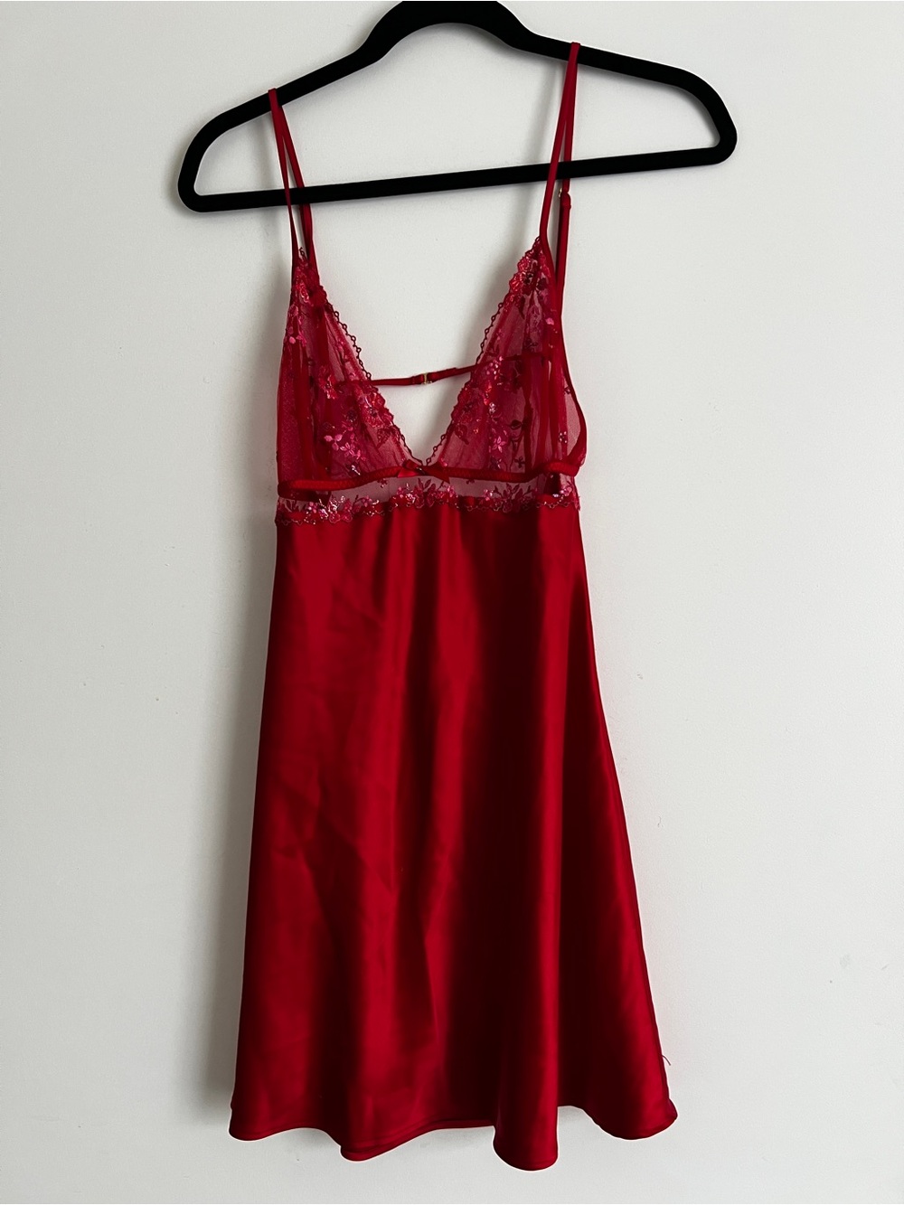 Victoria's Secret Red Satin & Lace Slip